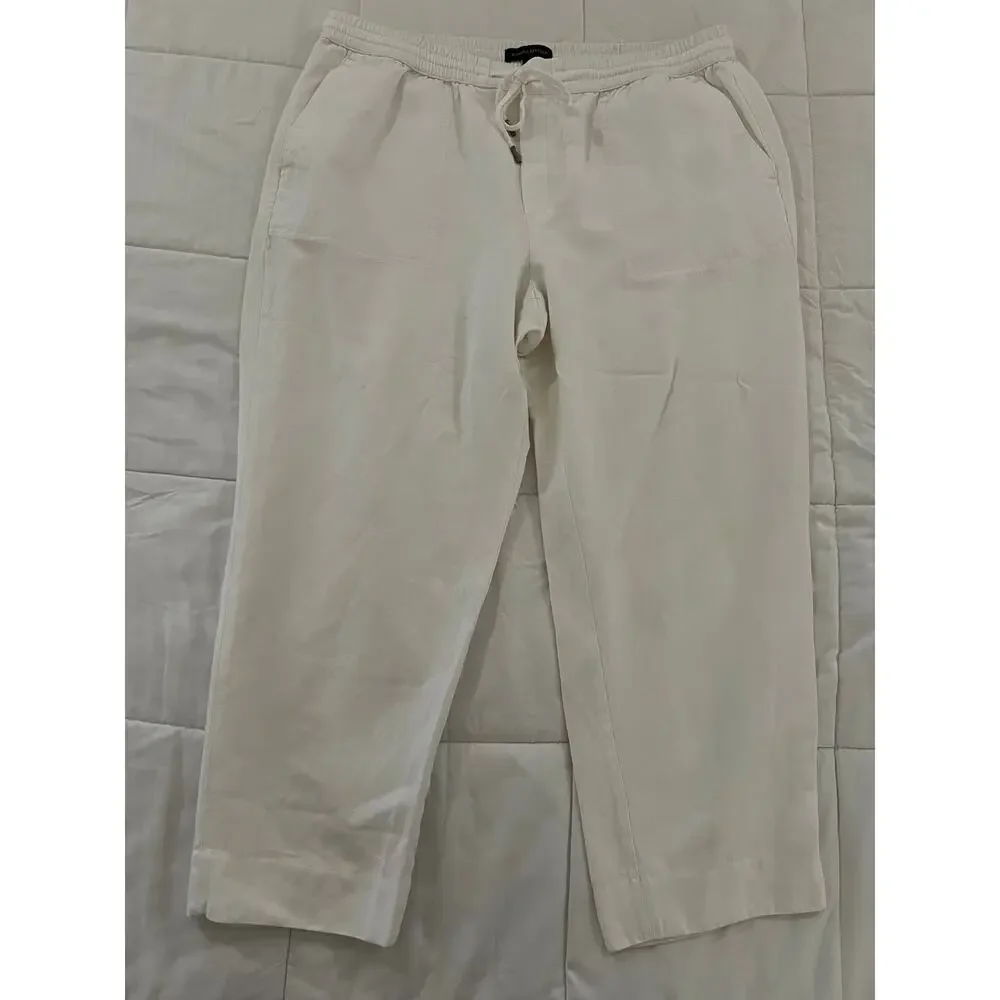 Banana Republic Linen Blend Pants Crisp White Women's Sz Large